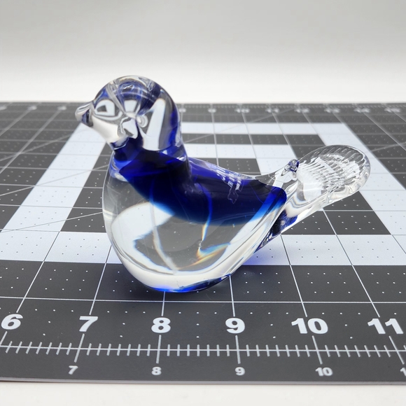 VintageMURANO Formia Glass Bird 5” Art Sculpture Blue/Clear Made In Italy